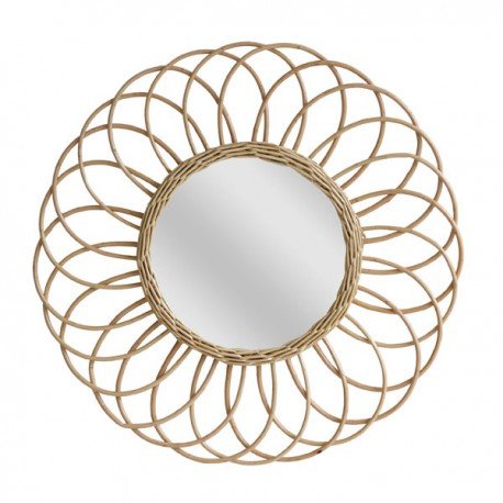 Espejo redondo de ramas natural