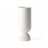 White Ceramic Flower Vase Ribbed Base White, HK Living