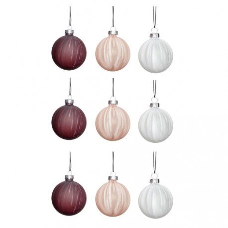Bolas de Navidad Blanca / Beige /Morada Set/ 9